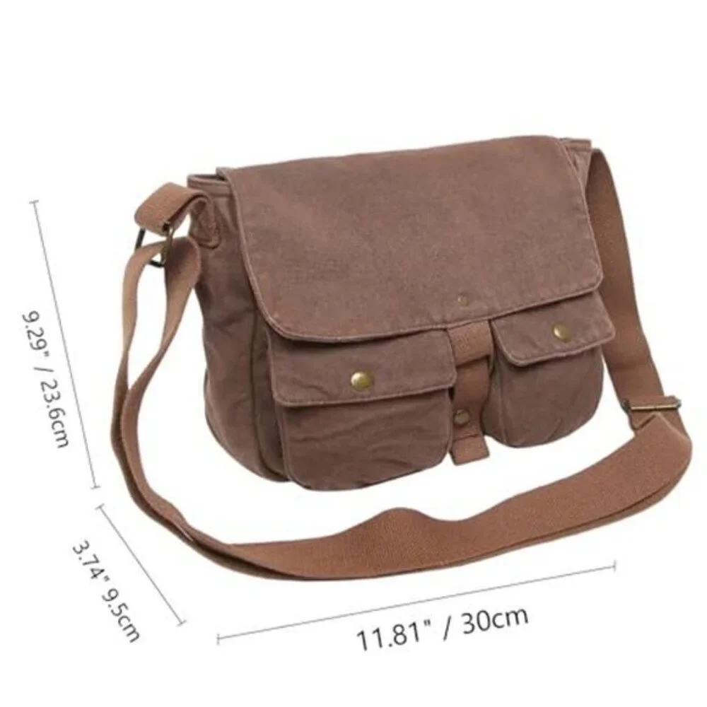 School Vintage Canvas Messenger Bag for Men Crossbody Shoulder Bag Satchel